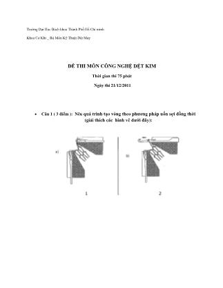 Đề thi môn Công nghệ dệt kim (Bản đẹp)