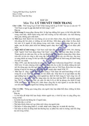 Đề thi môn Lý thuyết thời trang