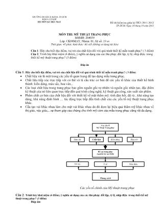Đề thi môn Mỹ thuật trang phục - Học kì I - Năm học 2011-2012