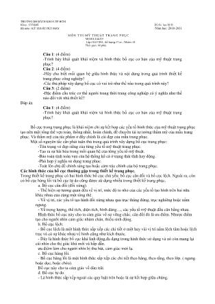 Đề thi môn Mỹ thuật trang phục - Học kì II - Năm học 2010-2011