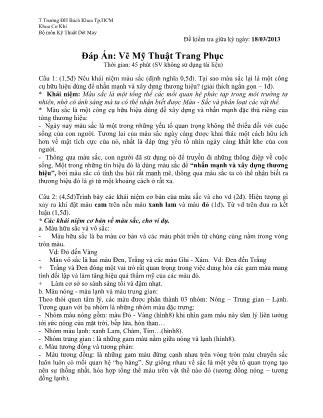 Đề thi môn Vẽ Mỹ thuật trang phục (Kèm đáp án)