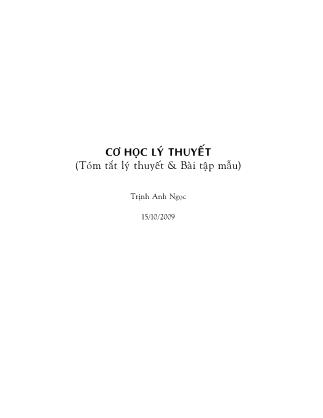 Giáo trình Cơ học Lý thuyết - Trịnh Anh Ngọc