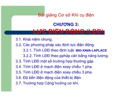 Giáo trình Cơ sở Khí cụ điện - Chương 3: Lực điện động (LĐĐ)