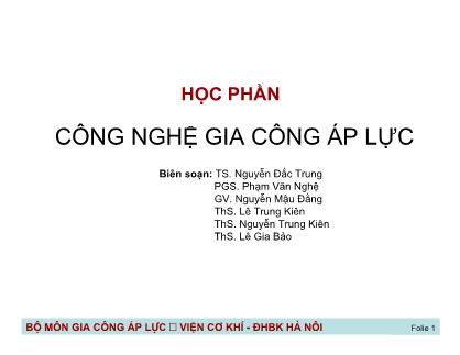 Giáo trình Công nghệ gia công áp lực - Nguyễn Đắc Trung