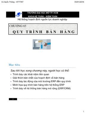 Giáo trình Hệ thống hoạch định nguồn lực doanh nghiệp - Chương 3: Quy trình bán hàng