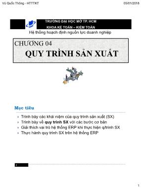 Giáo trình Hệ thống hoạch định nguồn lực doanh nghiệp - Chương 4: Quy trình sản xuất