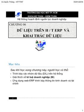 Giáo trình Hệ thống hoạch định nguồn lực doanh nghiệp - Chương 6: Dữ liệu trên H/TERP và khai thác dữ liệu