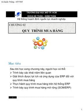Giáo trình Hệ thống hoạch định nguồn lực doanh nghiệp - Chương 2: Quy trình mua hàng
