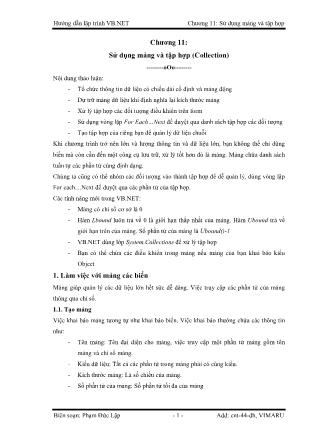 Giáo trình Hướng dẫn lập trình VB-NET - Chương 11: Sử dụng mảng và tập hợp
