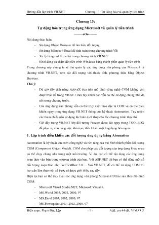 Giáo trình Hướng dẫn lập trình VB-NET - Chương 13: Tự động hóa trong ứng dụng Microsoft và quản lý tiến trình