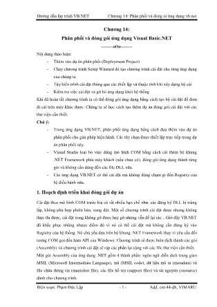Giáo trình Hướng dẫn lập trình VB-NET - Chương 14: Phân phối và đóng gói ứng dụng VB.NET