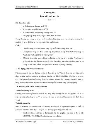 Giáo trình Hướng dẫn lập trình VB-NET - Chương 18: Làm việc với máy in