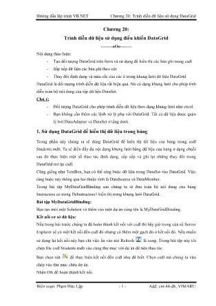 Giáo trình Hướng dẫn lập trình VB-NET - Chương 20: Trình diễn dữ liệu sửu dụng DataGrid