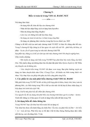 Giáo trình Hướng dẫn lập trình VB-NET - Chương 5: Biến và toán tử trong VB.NET