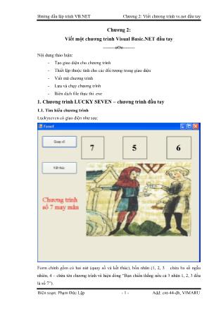 Giáo trình Hướng dẫn lập trình VB.NET - Chương 2: Viết chương trình VB.NET đầu tay