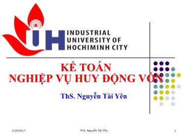 Giáo trình Kế toán ngân hàng - Chương 2: Kế toán nghiệp vụ huy động vốn - Nguyễn Tài Yên