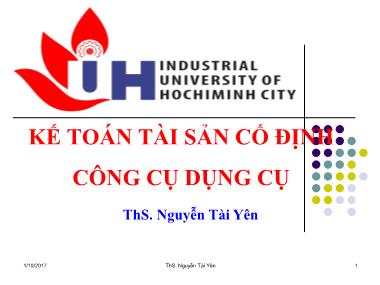 Giáo trình Kế toán ngân hàng - Chương 7: Kế toán tài sản cố định công cụ dụng cụ - Nguyễn Tài Yên