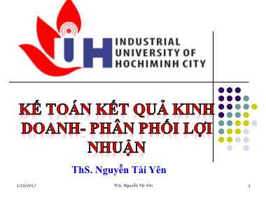 Giáo trình Kế toán ngân hàng - Chương 8: Kế toán kết quả kinh doanh-Phân phối lợi nhuận - Nguyễn Tài Yên