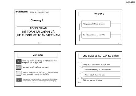 Giáo trình Kế toán tài chính - Chương 1: Tổng quan kế toán tài chính và hệ thống kế toán Việt Nam