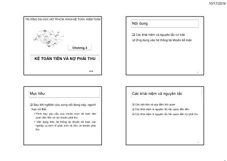 Giáo trình Kế toán tài chính - Chương 2: Kế toán tiền và nợ phải thu