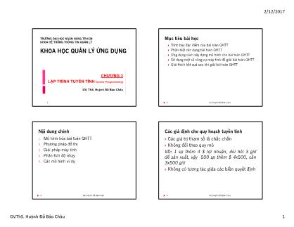 Giáo trình Khoa học quản lý ứng dụng - Chương 3: Lập trình tuyến tính - Huỳnh Đỗ Bảo Châu