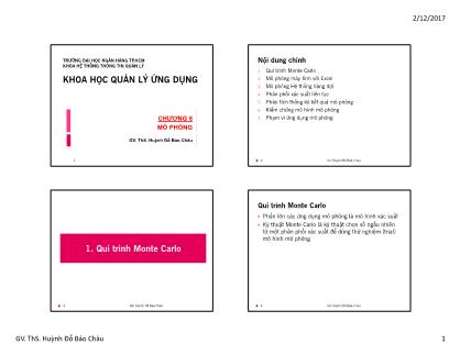 Giáo trình Khoa học quản lý ứng dụng - Chương 8: Mô phỏng - Huỳnh Đỗ Bảo Châu