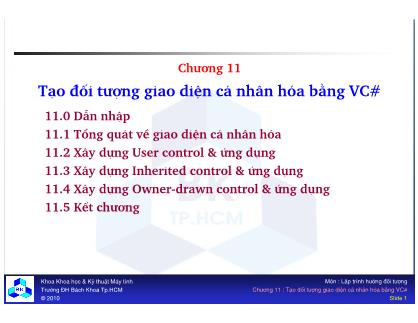 Giáo trình Lập trình Hướng đối tượng - Chương 11: Tạo đối tượng giao diện cá nhân hóa bằng VC#