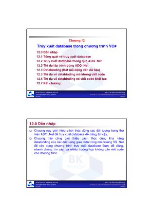 Giáo trình Lập trình Hướng đối tượng - Chương 12: Truy xuất database trong chương trình VC#