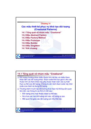Giáo trình Lập trình Hướng đối tượng - Chương 14: Các mẫu thiết kế phục vụ khởi tạo ₫ối tượng (Creational Patterns)