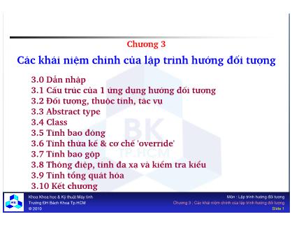 Giáo trình Lập trình Hướng đối tượng - Chương 3: Các khái niệm chính của lập trình hướng đối tượng