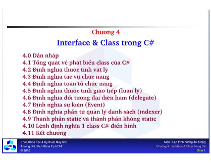 Giáo trình Lập trình Hướng đối tượng - Chương 4: Interface và  Class trong C#