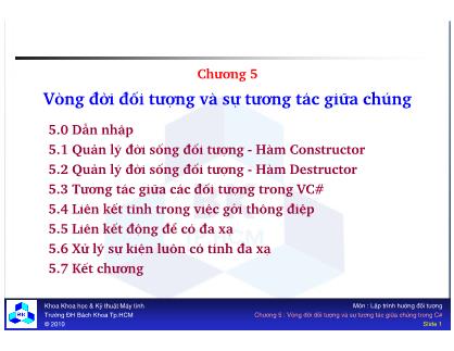 Giáo trình Lập trình Hướng đối tượng - Chương 5: Vòng đời đối tượng và sự tương tác giữa chúng