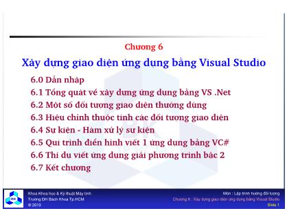 Giáo trình Lập trình Hướng đối tượng - Chương 6: Xây dựng giao diện ứng dụng bằng Visual Studio