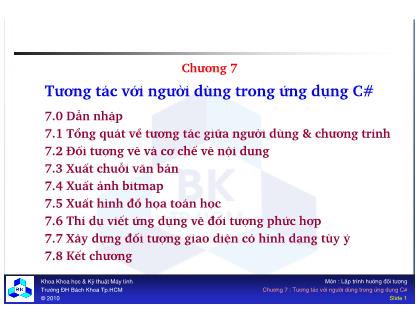 Giáo trình Lập trình Hướng đối tượng - Chương 7: Tương tác với người dùng trong ứng dụng C#