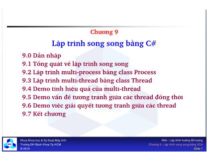 Giáo trình Lập trình Hướng đối tượng - Chương 9: Lập trình song song bằng C#