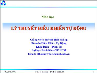 Giáo trình Lý thuyết điều khiển tự động - Chương 5: Thiết kế hệ thống điều khiển liên tục - Huỳnh Thái Hoàng