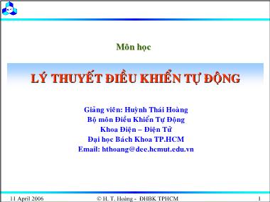 Giáo trình Lý thuyết điều khiển tự động - Chương 6: Mô tả toán học hệ thống điều khiển rời rạc - Huỳnh Thái Hoàng