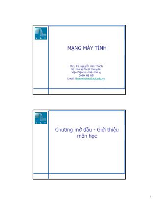 Giáo trình Mạng máy tính - Chương 0: Giới thiệu môn học - Nguyễn Hữu Thanh