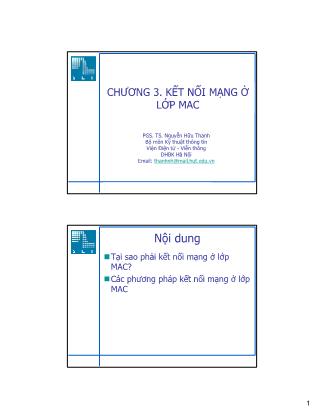 Giáo trình Mạng máy tính - Chương 3: Kết nối mạng ở Lớp MAC - Nguyễn Hữu Thanh
