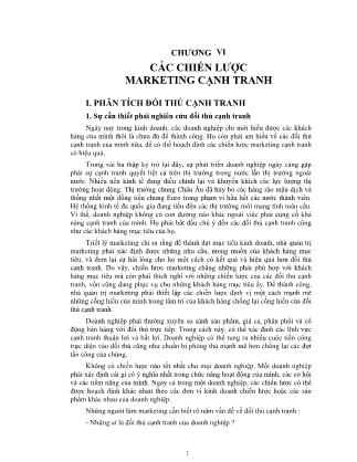 Giáo trình marketing căn bản - Chương 6: Các chiến lược Marketing cạnh tranh