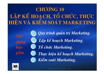 Giáo trình Marketing - Chương 10: Lập kế hoạch, tổ chức, thực hiện và kiểm soát Marketing