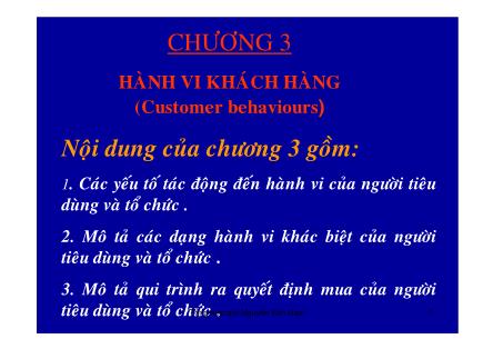 Giáo trình Marketing - Chương 3: Hành vi khách hàng