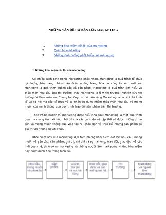 Giáo trình Marketing cơ bản - Chương 1: Những vấn đề cơ bản của Marketing