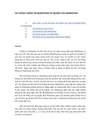 Giáo trình Marketing cơ bản - Chương 2: Hệ thống thông tin Marketing và nghiên cứu Marketing