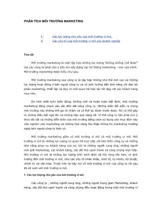 Giáo trình Marketing cơ bản - Chương 3: Phân tích môi trường Marketing