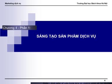 Giáo trình Marketing Dịch vụ - Chương 4: Sáng tạo sản phẩm dịch vụ