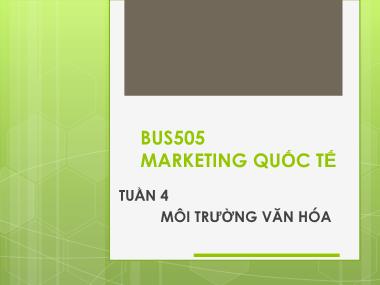 Giáo trình marketing quốc tế - Chương 4: Môi trường văn hóa