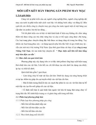 Giáo trình Mối liên kết hàn trong sản phẩm may mặc - Nguyễn Thanh Bình