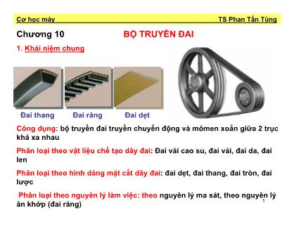 Giáo trình Môn học Cơ học máy - Chương 10: Bộ truyền đai - Phan Tấn Tùng