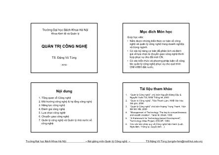 Giáo trình môn Quản trị Công nghệ - Đặng Vũ Tùng